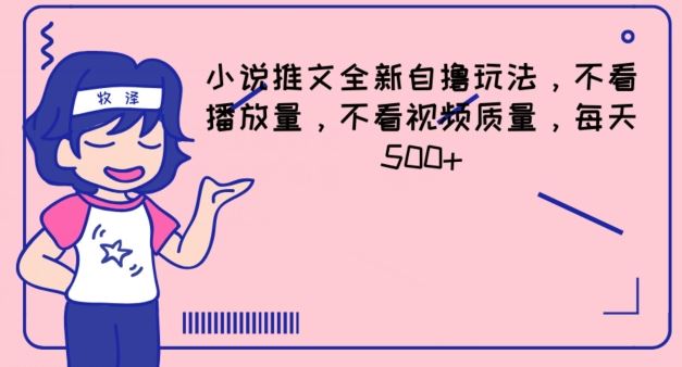 小说推文全新自撸玩法，不看播放量，不看视频质量，每天500+【揭秘】-798资源站